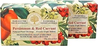 Persimmon & Red Currant Scented Natural Soap Bars (2 Bars), 7 oz Moisturizing French Triple Milled Soap Bars enriched with shea butter, Plant Oil Bath & Body Soap for Women & Men