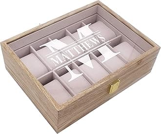My Personal Memories Custom Personalized Watch Storage Box Case - Name Initial - Groomsmen Fathers Day Gift - Engraved (Distressed Wood)