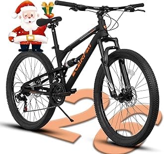 Dual Full Suspension Mountain Bike 24/26/27.5 Inch, 21-Speed Birthday Mountain Bike for Student Mens Womens, Beach City MTB Bicycles