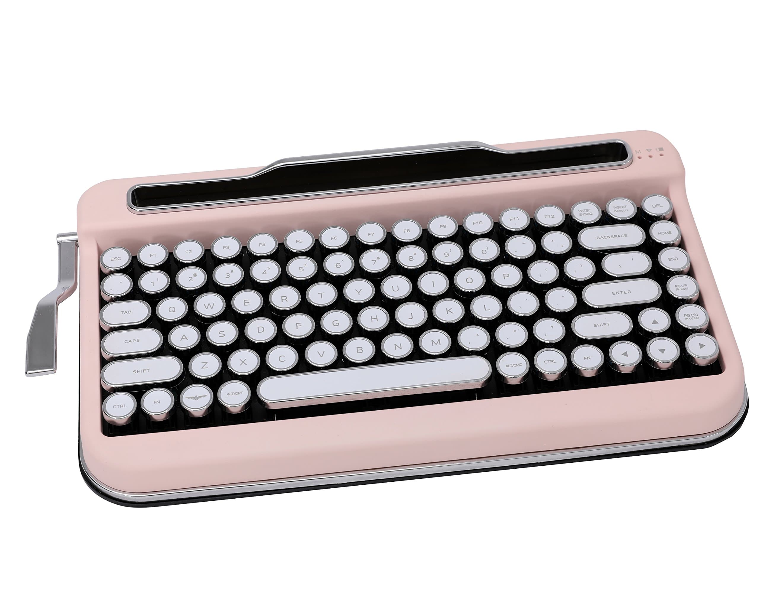 Penna Bluetooth Keyboard with White Chrome Keycap(US Language) (Switch-Cherry Mx Brown, Baby Pink)