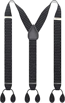 Y Back Button 1.4" Suspenders for Men with Stylish Leather Button Ends Durable Long Lasting Stretch Ultimate Fashion