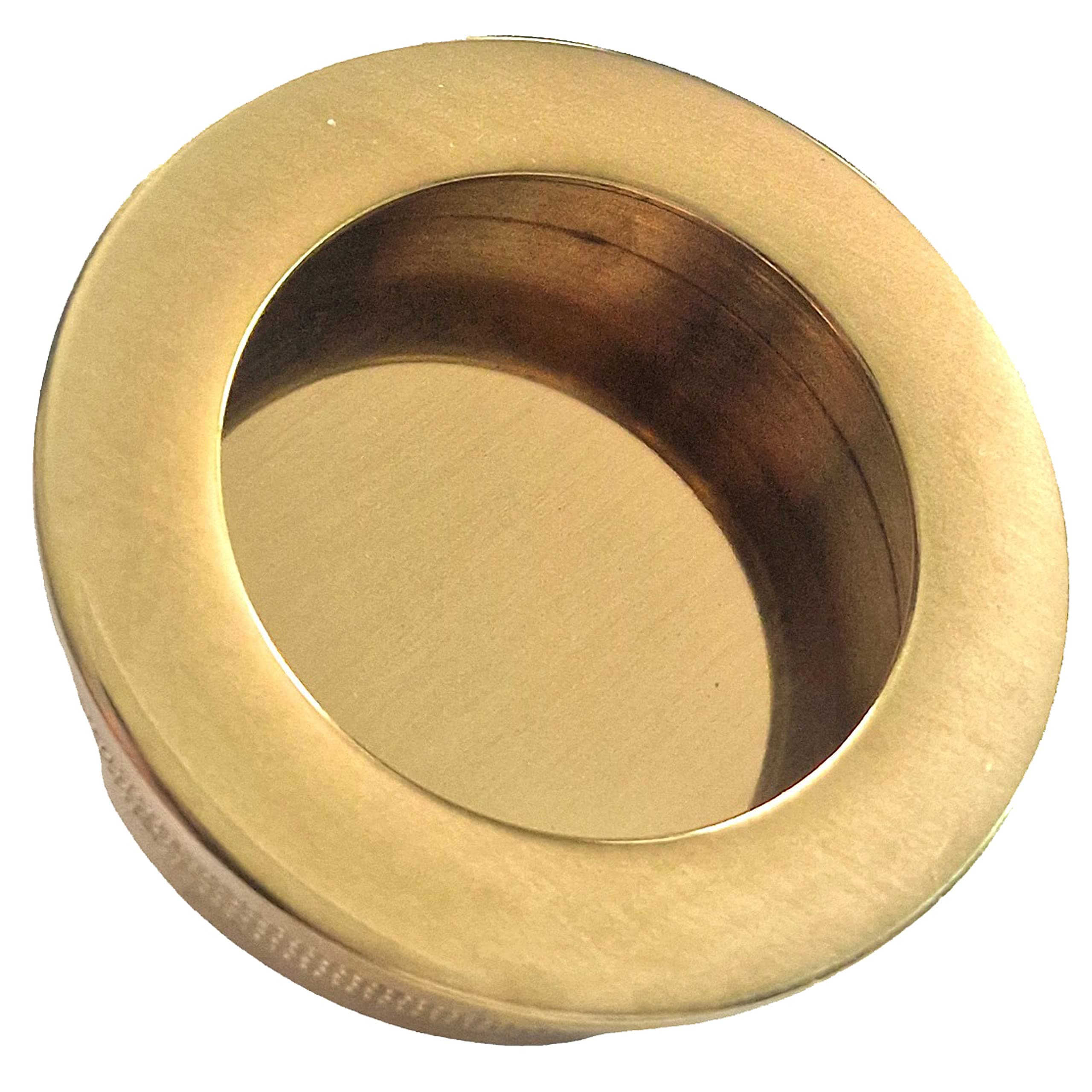 Universal Hardware Finger Pulls Handle Recessed Edge Flush Fitting Pocket Insert Wardrobe Sliding Doors 40mm (Polished Brass)