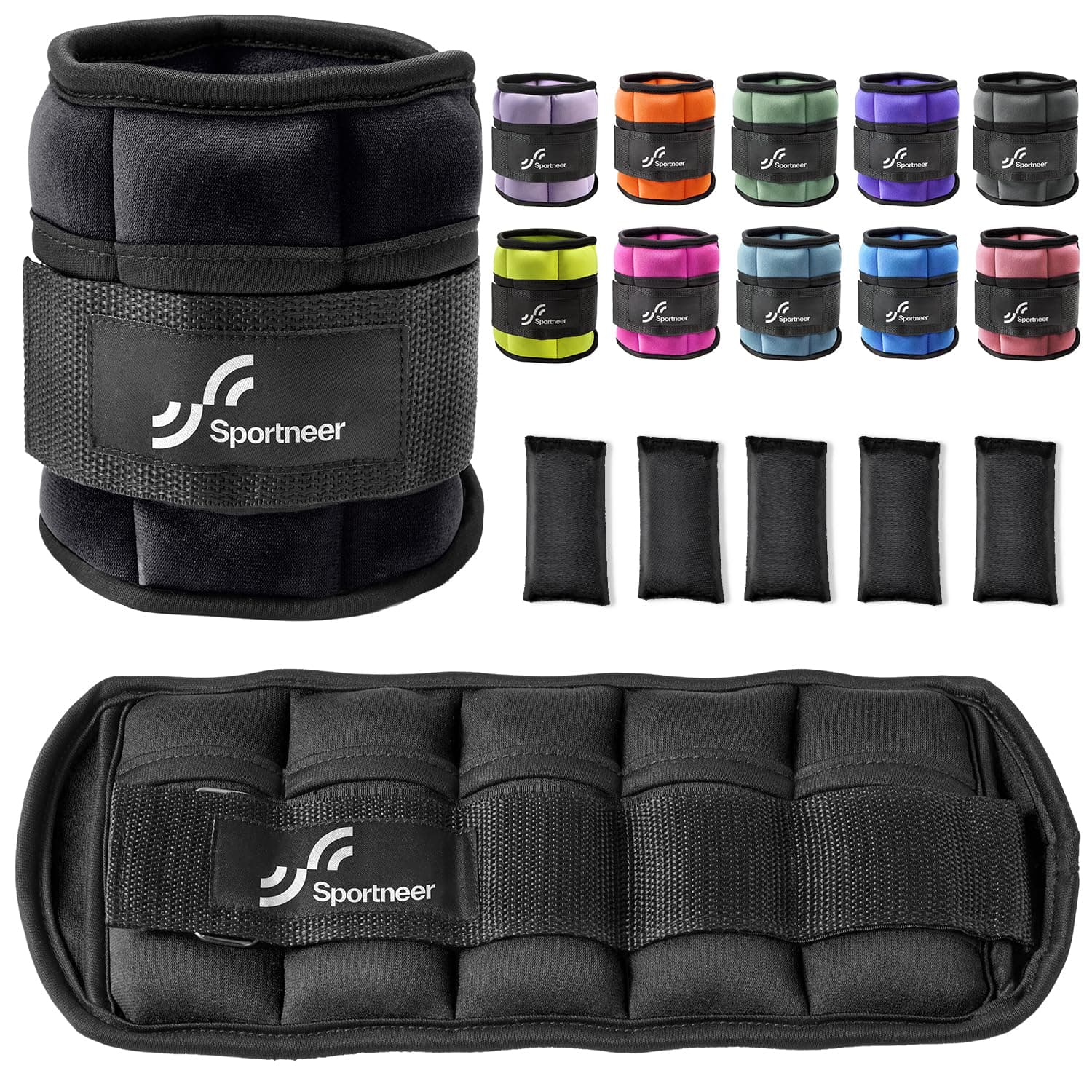 Adjustable Ankle Weights Set - 1 Pair (2-10 lbs) Removable Sandbags for Women & Men, Comfortable Neoprene Leg Weights for Walking, Running, Pilates, Yoga, Home Workout & Physical Therapy