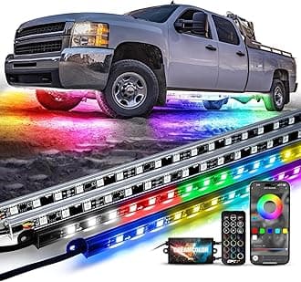 OPT7 Aura DreamColor Underglow Chasing Lights for Truck with Remote Control, Waterproof Rigid Aluminum LED Light Bar, Exterior Neon Accent Underbody RGB-IC Light Kit, Multi Colors Music Mode, 12V