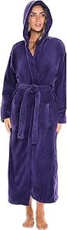 Alexander Del Rossa womens Robe, Long Plush Bathrobe With Hood, Hooded Robes for Women Plus Size Bath Robe Cozy