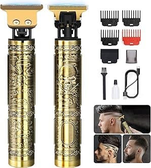 YOGINGO Professional Hair Trimmer for Men, Cordless Rechargeable Beard Trimmer Hair Clippers for Men, Metal Body Cutting Grooming Kit, Beard Shaver Barbershop, Bronze