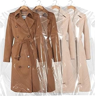 RAAHII 10 Piece Transparent Plastic Dustproof Hanger Clothes Storage Bag Dress, Lehenga, Suit, Blazer, Coat Covers With Zip Storage Of Jacket, Saree. (10, Dress Cover, 150 Cm, 60 Cm, 1 Cm)