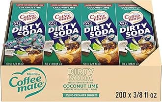 Nestle Coffee mate Creamer, Dirty Soda Coconut Lime Flavor, Liquid Creamer Singles, Non Dairy, No Refrigeration, 0.375 fl oz Tubs (Pack of 200)