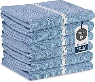 – Kitchen Towels Set - 100% Pure Cotton Dish Towels for Kitchen, Super Absorbent Kitchen Hand Towel, Tea Towels, Soft & Durable Dish Cloths, Pack of 6 – 14”x25”, Indigo