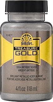 FolkArt 5554 Treasure Gold Brilliant Metallic Paint, 4 oz, Antique Silver