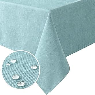 Linen Textured Table Cloths 60 x 120 Inch Premium Solid Tablecloth Spill-Proof Waterproof Table Cover for Dining Buffet Feature Extra Soft and Thick Fabric Wrinkle Free, Aqua