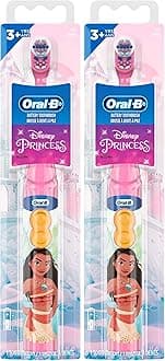 Kid's Battery Toothbrush | Disney Princess Characters | Soft Bristles | For Ages 3+ | Pack of 2
