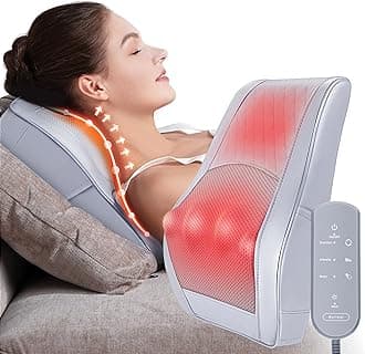Neck and Shoulder Massager with Heat, Shiatsu Massage Pillow with 3D Deep Tissue Kneading for Back Legs Foot Body Pain Relief,at Home Office Car, Gift for Mom&Dad