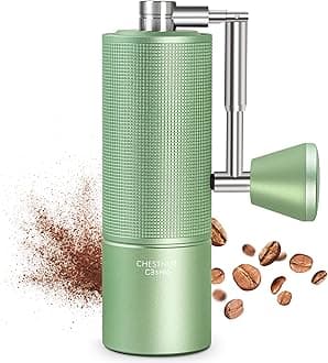 Manual Coffee Grinder Chestnut C3s PRO, All-Metal Coffee Grinder, Folding Handle, Stainless Steel S2C Conical Burr, Adjustable Grind Setting -Green