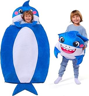 Joiedomi Kids Shark Sleeping Bag Toddler Nap Mat with Pillow and Blanket Soft Plush Slumber Bag for Boys Girls in Preschool Kindergarten Daycare Travel Sleepover