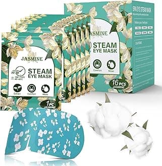 16-Pack Steam Eye Masks for Dry Eyes, Jasmine Warm Eye Mask for Tired Eyes, Relief Fatigue & Dark Circle, Heat Sleep Mask for Puffy Eye, Disposable Eye Mask, Warm Compress for Eyes, Travel Ready