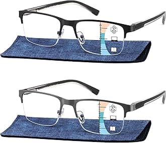 Bifocal Reading Glasses Men, No Line Progressive MultiFocus Clear Top Readers, Wide Transition Multifocal Eyeglasses