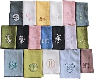 Personalized Napkins Embroidered Any Text Monogram Design Add a Name, premium quality napkins with embroidery, great gift monogrammed napkin for Kitchen and Wedding (Small 16x16 inch / 41x41 cm)
