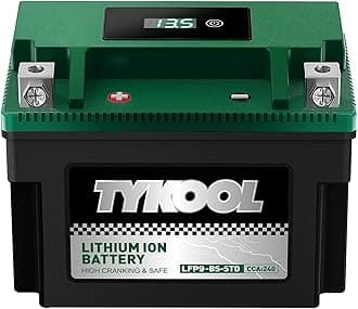 TYKOOL LFP9-BS-STD [+ -] Lithium Powersports Battery 240CCA 4Ah Digital Volt Readout IP66 for Ninja 400 Z650 Honda CBR600F4i KTM Duke 390 Suzuki GSX-R600 GSXR750 Predator 500 Replaces YTX9-BS