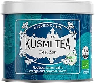 Feel Zen - Organic Herbal Tea Blend of Rooibos with Notes of Apple, Lemon, Orange & Caramel - Caffeine Free Tea - Loose Leaf Tea - Tin Box of 3.5 oz - Quantity for about 50 cups