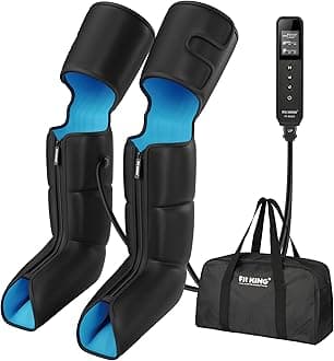 Air Compression Leg and Foot Boots Massager for Circulation from Foot to Thigh to Relieve Pain, Swelling, Edema - Pressure Sensor & LCD Display & 3 Timer Optional