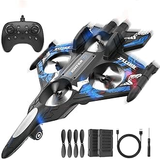 - BEZGAR RC Plane | 2.4GHZ Remote Control Airplane, Mini Stunt Plane Helicopter, 360° Flip Fighter Jet Toy with Colorful LED Navigation Lights Blue, Toys for ages 8-13
