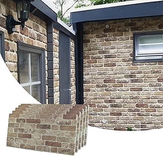 Dundee Deco 3D Wall Panels Faux Brick - Cladding, Light Brown Stone Look Wall Paneling, Styrofoam Facing for Living Room, Kitchen, Bathroom, Balcony, Bedroom, Set of 5, Covers 27 sq ft