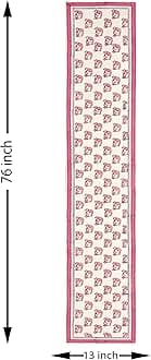 BLOCKS OF INDIA Hand Block Printed Cotton Table Runner for Center/Dining Table (13 x 72 Inches) (Maroon & Peach Auto)