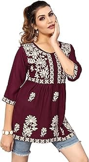 Short Kurti Tops for Jeans for Women I Chikankari Rayon Cotton Long Kurta Kurti for Women I Stylish wear Kurti top for Girls