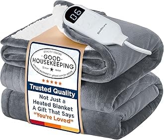 Electric Blanket Twin - Soft Flannel Heated Blanket Twin Size, Fast Heating with 6 Time Settings (Up to 10H) & 6 Heat Settings, Warm Gift for Grandma (62x84 inches, Grey)