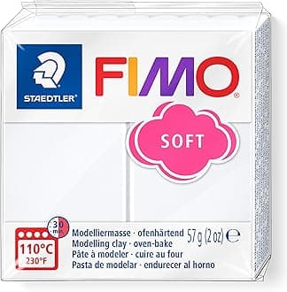 STAEDTLER 8020-0 FIMO Soft Oven-Hardening Polymer Modelling Clay - White (1 x 57g Block)