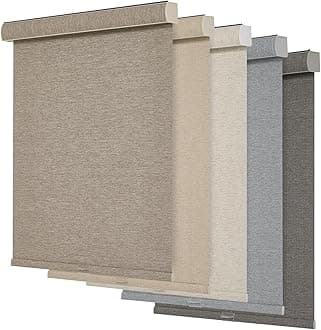 Persilux Blackout Roller Shades for Windows,Cordless,Linen Fabric,Roller Blinds,Thermal Insulated Fabric UV Protection,Window Shades for Home,Office,Bedroom,Door,Blackout-Light Brown,29" W X 72" H