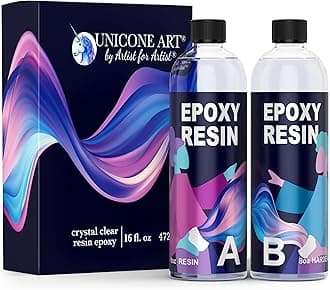 Epoxy Resin Art Kit - 1 Gallon Craft Resin Epoxy (0.5 Gallon Resin, 0.5 Gallon Hardener), High Gloss UV Resistant Odor-Free Art Resin, BPA-Free Clear and Non Toxic Epoxy Formula (16oz)