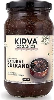 Kirva Organics Natural Gulkand 500g | Sun-Cooked Damask Rose Petals & Rock Sugar | Infused with Kesar & Elaichi | Ayurvedic Digestive & Natural Body Coolant | No Artificial Flavors