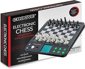 Croove 10" Electronic 2026 AI Magnetic Chess and Checkers Set, 8-in-1 Board Games, Digital Staunton Chess Board Game Sets for Adults & Kids, Gifts for Boys and Girls Ages 7 8 9 10 11 12+ Years Old