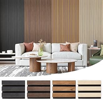 Samples 4-Pack 6" x 4.7" Wood Slat Acoustic Panels, Acoustic Wood Panel for Wall, Soundproof Fluted Wooden Panels, Include Black, Walnut, Oak, Teak