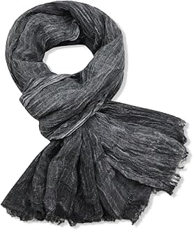 Men's Scarves, Lightweight Cotton Linen Scarf for Men for Autumn Winter Summer Evening 75.1INX28.2IN