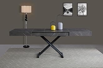 VOLERO' ; Table Lift-top Coffee to Dining Table,Transformable Space-Saving Table, Achille Large Model, Sliding Mechanism with Millimeter Height Adjustment (concrete gray)