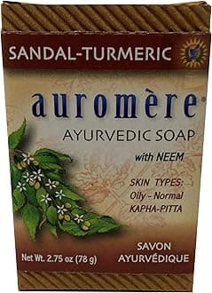 Auromere Ayurvedic Bar Soap, Sandal Turmeric - Eco Friendly, Handmade, Vegan, Cruelty Free, Natural, Non GMO (2.75 oz), 5 pack