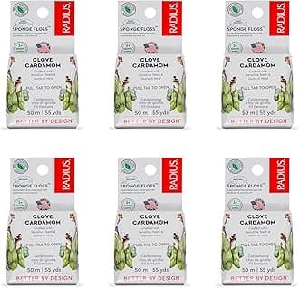 Clove Cardamom Dental Floss 55 Yards Vegan & Non-Toxic Oral Care Boost & Designed to Help Fight Plaque Clear - Pack of 6