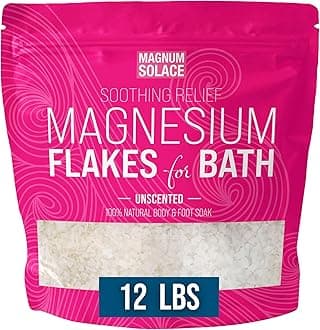 Magnesium Flakes for Bath - Magnesium Chloride Flakes Organic Pure - Unscented, 12 LBS