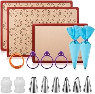 Angadona Silicone Macaron Baking Mat Bundle, 2 Half Sheets (11.6 x 16.5 inches) + 1 Quarter (11.8 x 8.3 inches), Non-Stick, Easy Clean, Oven Safe, Rectangular