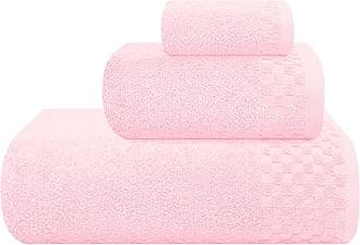 MyOwn Ultra Soft 3 Pack Cotton Towel Set, Contains a Bath Towels 28x55 inch, a Hand Towels 16x24 inch & a Wash Coths 12x12 inch, Ideal Everyday use, Compact & Lightweight - Pink