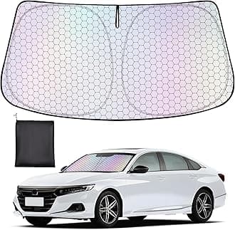 XCBYTWindshield Sun Shade for 2018-2024 Accord, Upgrade Car Shades for Windshield with Laser Honeycomb Heat Dissipation, Front Car Sun Shade Blocks UV and Heat, Keep Cooler