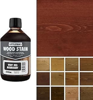 Littlefair's Wood Stain Water-Based - (Very Red Mahogany) – Non-Toxic, Eco-Friendly & Quick Drying - Easy-to-Apply, Concentrated Formula for All Wood Types – 500ml