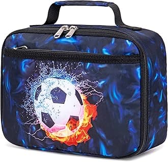 LEDAOU Lunch Box Kids Boys Girls Lunch Bag Insulated Lunch Box Toddler Reusable Lunchbox for School Picnic Hiking (Soccer Blue)