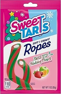 SweeTARTS Ropes Twisted Holiday Punch, Soft and Chewy Candy, 3oz Pack - Holiday Stocking Stuffers & Treats
