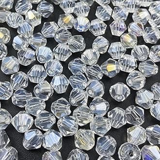 200pcs Bicone Crystal Beads 6mm Crystal Glass Faceted Beads for Necklace Bracelet Earrings DIY Jewelry Crafts Making Supplies(Transparent AB)
