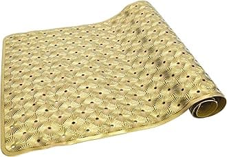 Bathtub Mat Non Slip with Suction Cups 15"x27" - Anti-Slip Shower Mat for Kids, Toddlers, and Seniors - Machine Washable Bath Tub Mat with Multiple Drainage Holes (Gold)