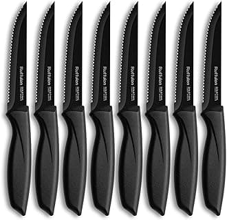 Steak Knives Set Of 8,Serrated Steak Knife,High-Carbon Stainless Steel Steak Knives,Sharp Dinner Knives With Ergonomic Handle,Kitchen Knife Set For Home/Restaurant,Dishwasher Safe,Rust-Proof